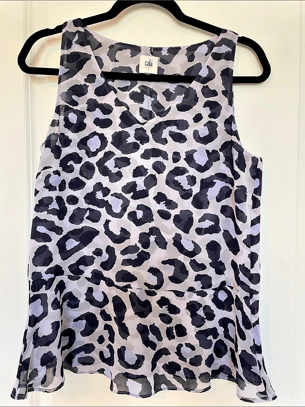 Cabi Feline Blouse Animal Print Tank Top Purple & Black Small
